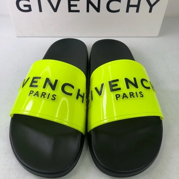 GIVENCHY New Men’s Fluo Yellow Rubber Slides Size 6 EU 39 main image 9